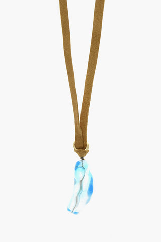 Collana in Suede con Pendente in Vetro e Nodo