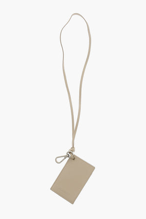 Calfskin Card Holder with Strap and Embossed Logo