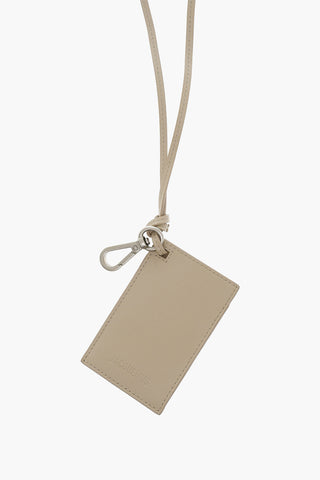 Calfskin Card Holder with Strap and Embossed Logo