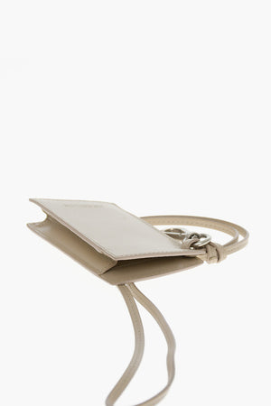 Calfskin Card Holder with Strap and Embossed Logo