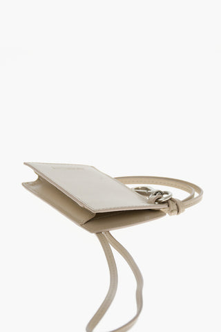 Calfskin Card Holder with Strap and Embossed Logo