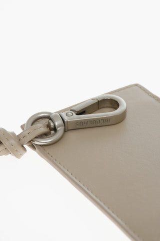 Calfskin Card Holder with Strap and Embossed Logo
