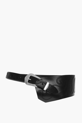 BELLY Asymmetric Calfskin Belt with Embroidery