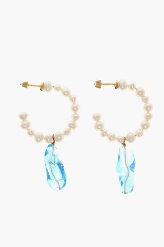 Pearl Earrings with Pendant Murano Glass