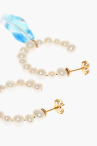 Pearl Earrings with Pendant Murano Glass