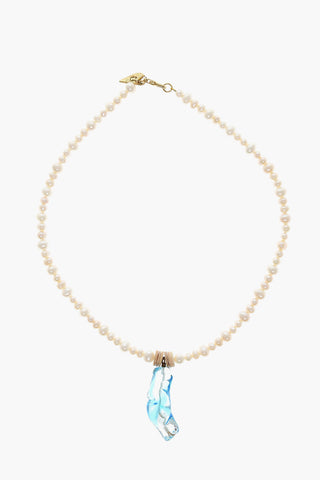 Beaded Necklace with Glass Pendant