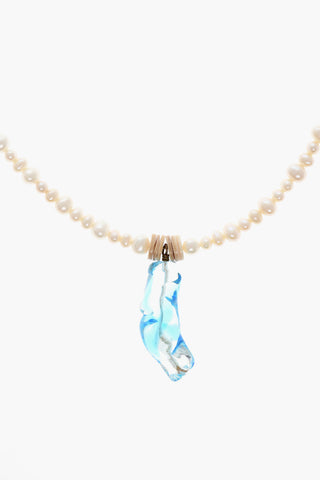 Beaded Necklace with Glass Pendant