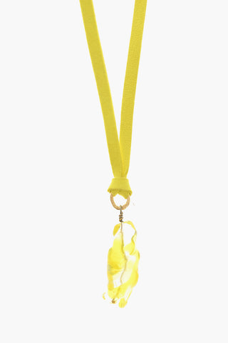 Suede Necklace with Glass Pendant and Knot