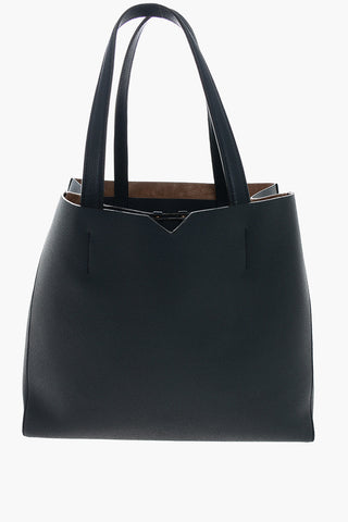Grained Calfskin Tote Handbag with Suede Interior