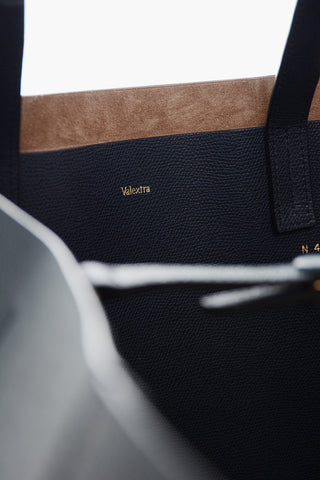 Grained Calfskin Tote Handbag with Suede Interior