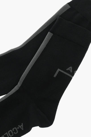 Two-Tone Long Socks With Print-Logo