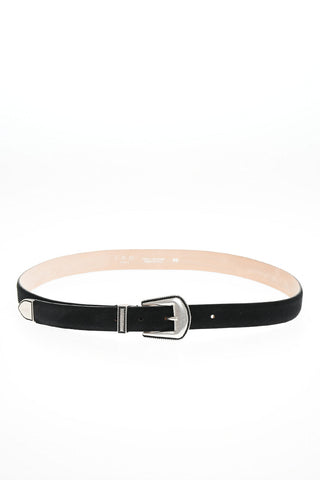Suede Belt with Silver-Tone Buckle 25mm