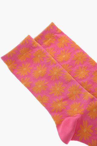 Floral Patterned Cotton Blend Long Socks