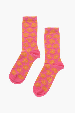 Floral Patterned Cotton Blend Long Socks