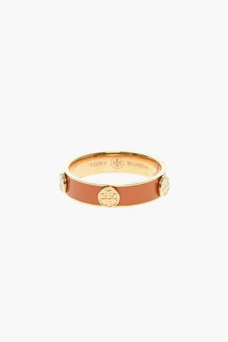 Anello Smaltato con Dettagli Dorati