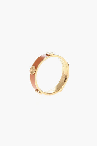 Anello Smaltato con Dettagli Dorati