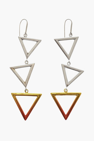 Brass Earrings with Triangle Pendants