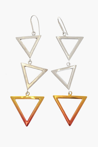 Brass Earrings with Triangle Pendants