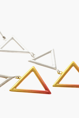Brass Earrings with Triangle Pendants