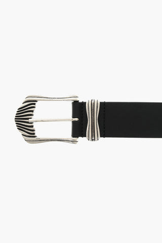 Cintura in Pelle con Fibbia Argentata 40mm
