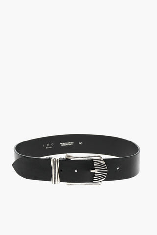 Cintura in Pelle con Fibbia Argentata 40mm