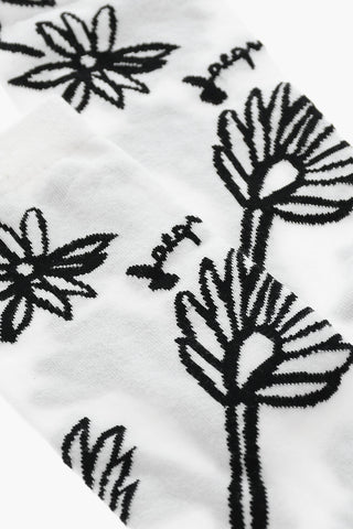 Floral Patterned Cotton Blend Long Socks