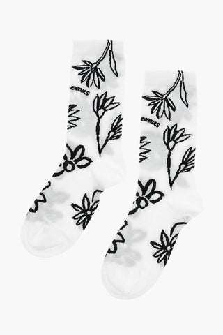 Floral Patterned Cotton Blend Long Socks