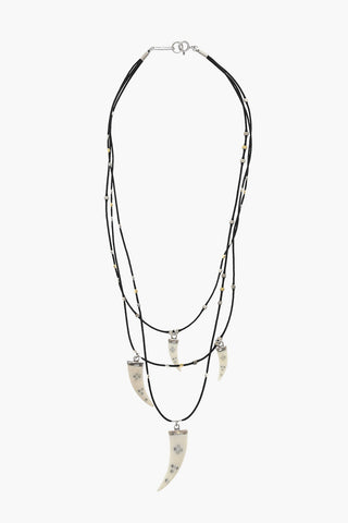 Multi-Strand AIMABLE Necklace with Buffalo Horn Pendants