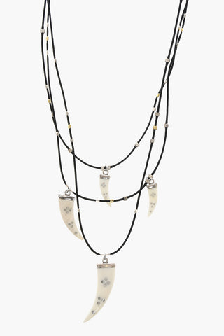 Multi-Strand AIMABLE Necklace with Buffalo Horn Pendants