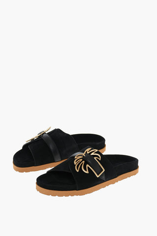 Suede Sandals with Maxi Buckle Decorative