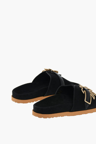 Suede Sandals with Maxi Buckle Decorative