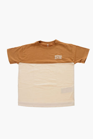 T-shirt Girocollo Color Block con Logo in Rilievo