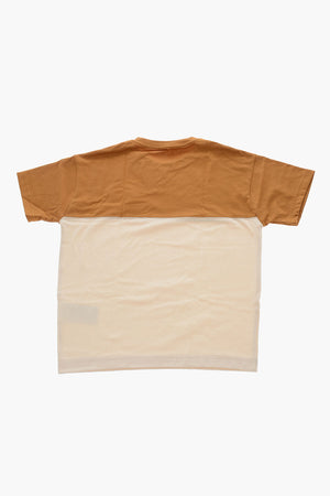 T-shirt Girocollo Color Block con Logo in Rilievo