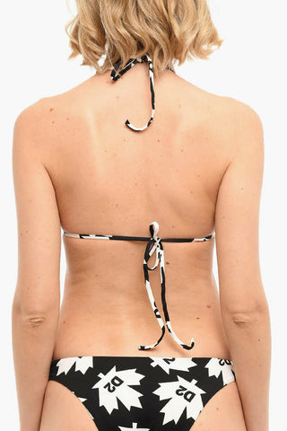 Top Bikini A Triangolo Con Stampa logo Allover