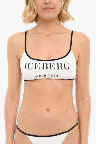 BEACHWEAR Bikini Bra with Logo Print