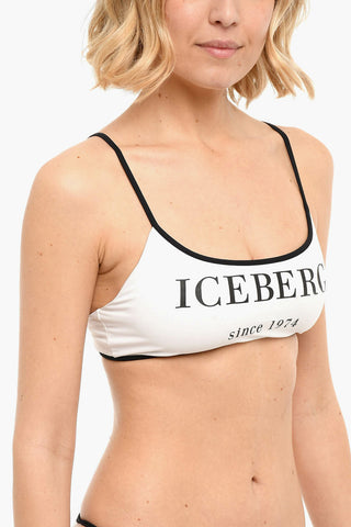 BEACHWEAR Bikini Bra with Logo Print
