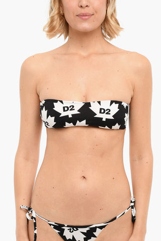 Bikini Bandeau Bra with Monogram Print