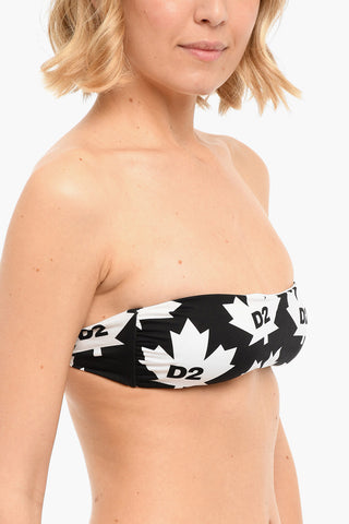 Bikini Bandeau Bra with Monogram Print