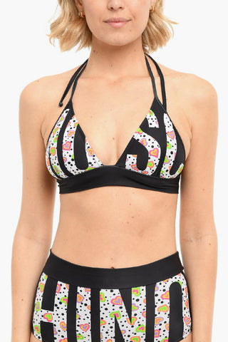 SWIM Triangle Bikini Top with Multicolored Graphic Pattern