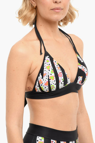 SWIM Triangle Bikini Top with Multicolored Graphic Pattern