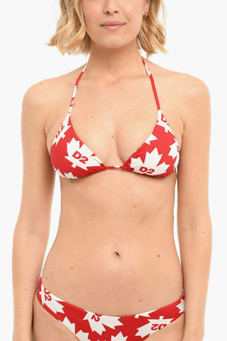 Top Bikini A Triangolo Con Stampa logo Allover