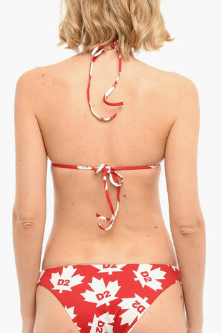 Top Bikini A Triangolo Con Stampa logo Allover
