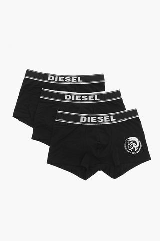 Set 3 Paia di Boxer in Cotone Stretch con Logo a Contrasto