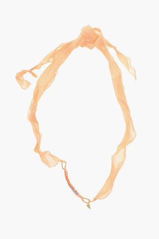 Necklace with Fluo Ribbon and Heart Shaped Charm