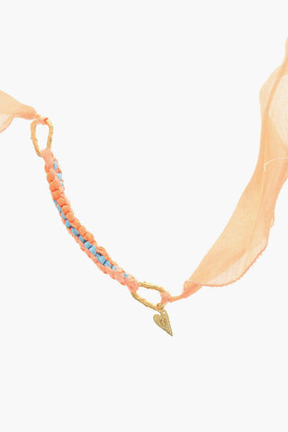Necklace with Fluo Ribbon and Heart Shaped Charm