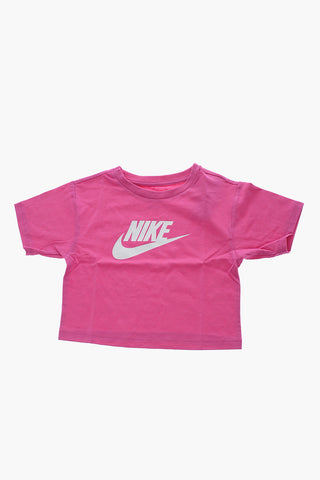 T-Shirt Girocollo con Stampa Logo a Contrasto