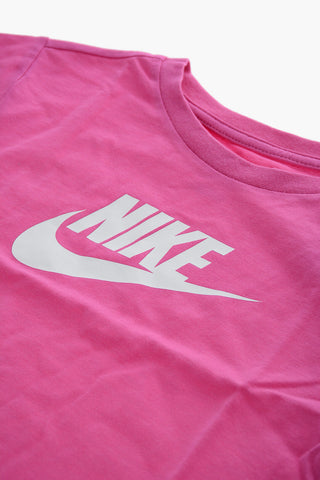 T-Shirt Girocollo con Stampa Logo a Contrasto