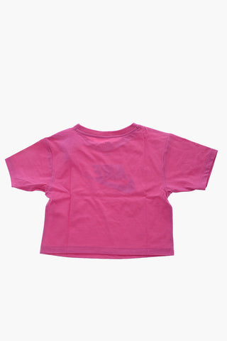 T-Shirt Girocollo con Stampa Logo a Contrasto