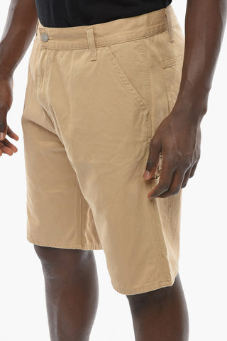 Shorts in Twill di Cotone con Bottone Argentato