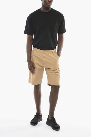 Shorts in Twill di Cotone con Bottone Argentato